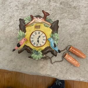 Vintage Sonsco Ceramic Cuckoo Clock Birdhouse Plant Holder Wall Hanging